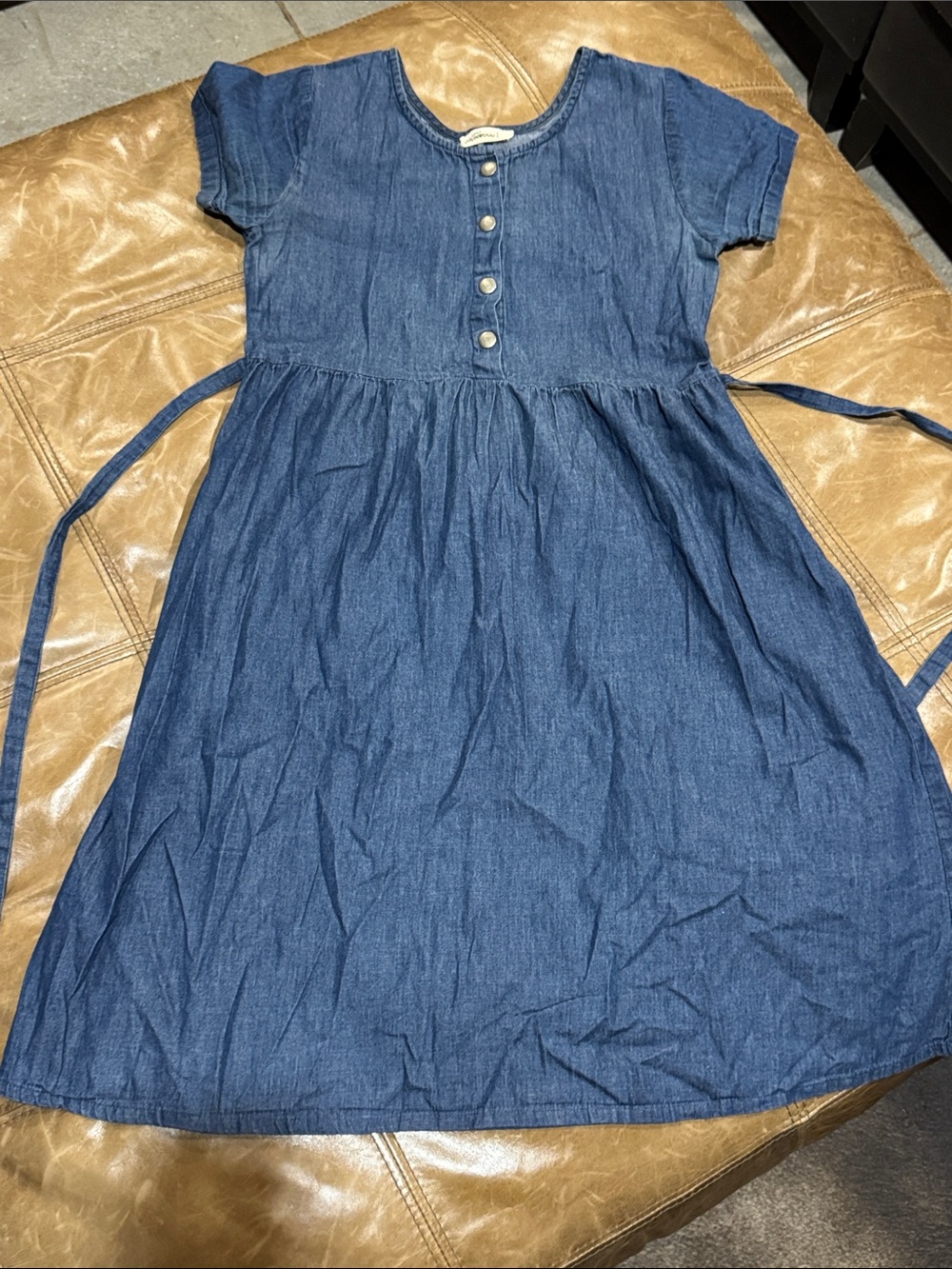 Little Cottonwood Women’s Dark Denim Chambray Short-Sleeve Button Dress Small
